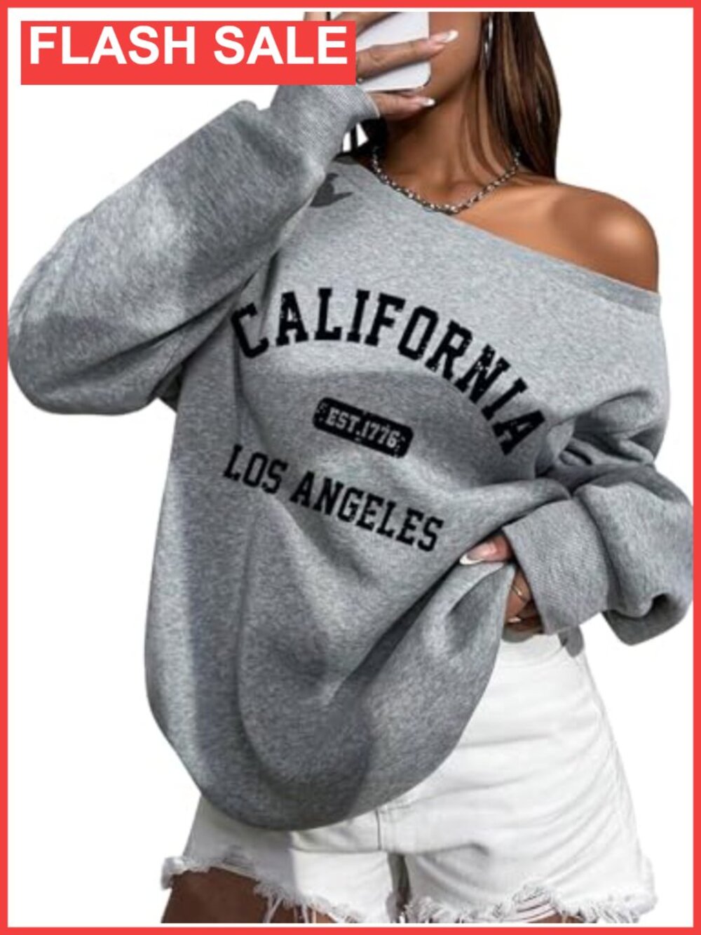 Women's Graphic One Shoulder Oversized Sweatshirt